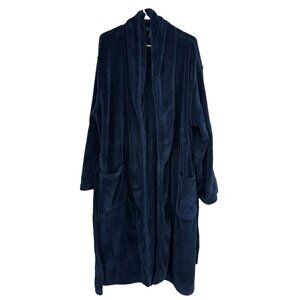 Polo Ralph Lauren Men S/M Fleece Robe Plush Solid Blue Belted Long Sleeve Soft